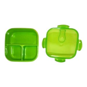 Bengal 3 Compartment Snack Container w/ Vented Snap-On Lid Lime Green 28 FL OZ